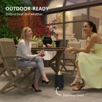 Outsunny Smokeless Fire Pit, 16 x 16 cm Stainless Steel Portable Wood Burning Firepit with Poker, Wood or Pellet Fuelled Tabletop Fire Pit for Garden Camping Bonfire Party, Black(m-7)