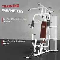 HOMCOM Home Multi Gym Large Multifunction Sturdy Strength Training Machine for Home Workout, White(m-7)