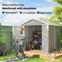 Outsunny 7.9ft x 6.2ft Aluminium Frame and Plastic Wall Shed, with Foundation - Light Grey(m-4)