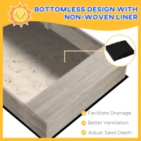Outsunny Wooden Sand Pit with Liner, Pretend Hobs, Planting Boxes, Two Seats, for Ages 3-7 Years  - Grey(m-5)