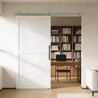 HOMCOM Sliding Door Hardware Kit Smooth Quiet 304 Stainless Steel for 200cm Track Sliver Tone(m-7)