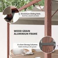 Outsunny 3 x 3 m Retractable Roof Pergola - Natural Wood Finish(m-5)