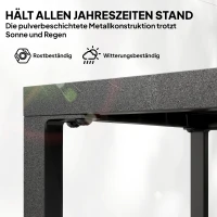 Outsunny Beistelltisch 45 x 45 cm wetterfest Gartentisch mit Lamellendesign Ablage verstellbaren Füßen 30kg Belastbar(m-5)