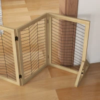 PawHut Barrera para perros, protector de escaleras, valla, plegable, madera de pino, 375 cm x 44 cm x 70 cm, madera natural(m-5)