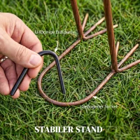 Outsunny Flamingo Gartenstatuen Set aus 2, Florale Feder-Metallvögel, Stehende Skulpturen mit Bodenankern, Rot(m-6)