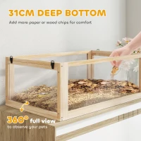 PawHut Wooden Hamster Cage with Detachable 31cm Deep Bottom, Hut, Seesaw, Exercise Wheel, Ramp, 80 x 50 x 76cm, Natural(m-5)