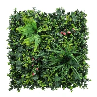 Outsunny Set de 6 Garduri Vii Artificiale pentru Ascundere Grădină 50x50 cm Tip Milano Montaj Ușor Anti-UV pentru Terasă Balcon Verde(m-1)