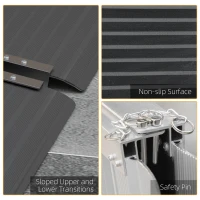 HOMCOM Wheelchair Ramp, 122L x 73Wcm, 272KG Capacity, Folding Aluminium Threshold Ramp with Non-Skid Surface, Transition Plates Above and Below for Home, Steps, Stairs, Curbs, Doorways(m-5)