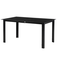 Outsunny Outdoor Dining Table for 6, Aluminium Rectangular Garden Table with Tempered Glass Tabletop for Yard, Patio, Black(m-11)