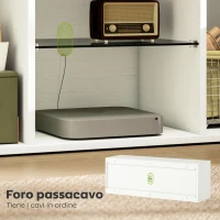 HOMCOM Mobile Porta TV fino a 55" Sospeso o a Terra, Ante Soft Close, Foro Passacavi e Ripiano in Vetro, Bianco(m-7)