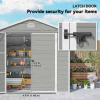 Outsunny 7.9ft x 6.2ft Aluminium Frame and Plastic Wall Shed, with Foundation - Light Grey(m-7)