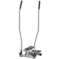 HOMCOM Stepper Fitness con Asa y Bandas Elásticas, Stepper con Monitor LCD para Entrenamiento en Casa y Gimnasio, Plateado(m-6)