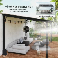 Outsunny 3 x 4.3m Metal Pergola with UPF 50+ and Waterproof Polycarbonate Roof, Wall-Mounted or Free Standing Garden Gazebo, Wind-resistant Outdoor Sun Shade, Dark Grey(m-6)