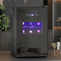 HOMCOM Cava de vino, 15 botellas, 39L, Refrigerador para bebidas, iluminación LED, temperatura regulable 8-18℃(m-2)