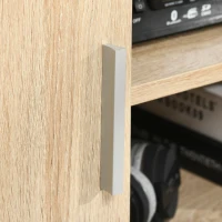 HOMCOM Mueble TV moderno con 2 estantes, orificios pasacables y 2 armarios en MDF 105x40x55cm - Roble(m-3)