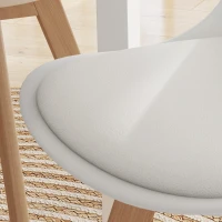 HOMCOM Set de 4 Sillas de Comedor estilo Nórdico en Plástico con Patas de Madera y Cojín en Piel Sintética, Blanco(m-5)