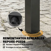 Outsunny Table de jardin extensible pour 4-6 personnes avec rallonge auto-stockée aluminium avec effet bois 80-160 x 80 cm noir(m-7)