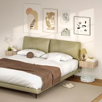 HOMCOM Set de 2 Mesillas de Noche de Pared Mesitas de Noche Flotantes con 1 Cajón para Dormitorio 40x30x15 cm Roble(m-7)