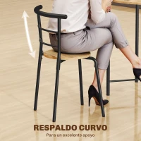 HOMCOM Juego de Mesa y 4 Sillas de Comedor Redonda Estilo Industrial Marco Metálico para Espacios Pequeños Salón Natural(m-5)