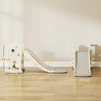 AIYAPLAY 3 in 1 Kids Slide with Climber, Basketball Hoop and Ball, Foldable Indoor Toddler Slide for Ages 2-5, Cream White(m-3)