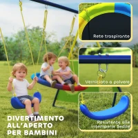 AIYAPLAY Set Altalena da Giardino 4 in 1 per Bambini 3-8 Anni con 2 Altalene, Canestro e Porta da Calcio(m-7)