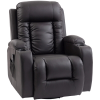 HOMCOM Sillón de masaje con función de balanceo, reclinable y calefacción, 3 modos, giratorio, Marrón oscuro