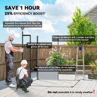 Outsunny 6 x 6ft Outdoor Storage Shed, Plastic Garden Shed with Windows and Air Vents, Outdoor Resin Tool Shed with Latch Doors for Garden, Deck, Light Grey(m-4)