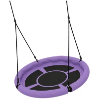 AIYAPLAY 100cm Diameter Nest Seat for Kids with Height Adjustable Hanging Ropes for Outdoor, Playground, Garden, Purple(m-11)