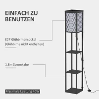 HOMCOM Staande lamp verlichting met 3 planken E27 tot 40 W voor woon-/slaapkamer hout(m-6)