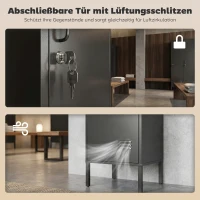 HOMCOM Metalen locker met afsluitbare deur en kledingstang, losse stalen locker voor thuis of kantoor, zwart(m-4)