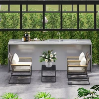 Outsunny Set de muebles de jardín Polyrattan para 4 personas resistente a la intemperie, conjunto para balcón con sofá 2 plazas, 2 sillones, mesa de cristal, cojines Beige(m-5)