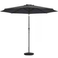 Outsunny 2.7 m Garden Parasol Umbrella with Cross Base and Sandbag, Retractable Ribs, Outdoor Table Market Umbrella, Black(m-11)