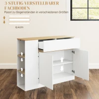 HOMCOM Sideboard, großes Schrankfach, 3 Ablagefächer, Schublade, 105 x 30 x 81,5cm, Weiß/Holz(m-5)