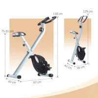SPORTNOW Bicicleta Plegable Magnética 8 Niveles, Pantalla LCD, Ruedas y Asiento Ajustable, Negro(m-3)