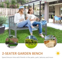 Outsunny 2 Seater Wooden Garden Bench with Armrest, Outdoor Furniture Chair for Park, Balcony, Grey(m-4)