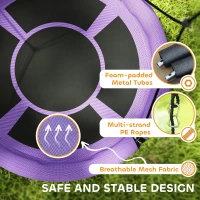 AIYAPLAY 100cm Diameter Nest Seat for Kids with Height Adjustable Hanging Ropes for Outdoor, Playground, Garden, Purple(m-4)