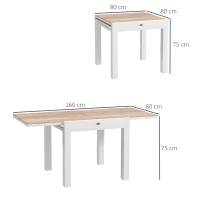 Outsunny Mesa de comedor de jardín extensible para 6 personas con tablero rectangular, armazón de aluminio, 60x80x75 cm(m-3)