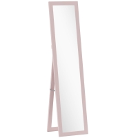 HOMCOM Espejo de Cuerpo Entero 157x37 cm con Marco de MDF Espejo de Pie Inclinado o Colgante Rosa Perla Claro