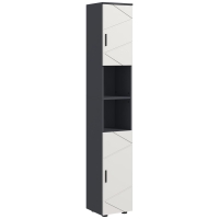 kleankin Columna de Baño de aglomerado con 2 Estantes Abiertos y 2 Armarios de 2 Niveles, 30x30x183 cm, Gris