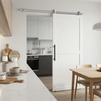 HOMCOM Sliding Door Hardware Kit Smooth Quiet 304 Stainless Steel for 200cm Track Sliver Tone(m-9)