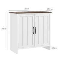 HOMCOM Aparador de Cocina Moderno de 2 Puertas con Estante Regulable de Madera, 80x39.7x80cm, Blanco(m-3)
