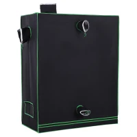 Outsunny Carpa Hidropónica en Mylar con Entradas de Aire Ajustables para Cultivo de Interior, 120x60x150 cm, Negro(m-7)