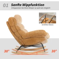 HOMCOM Gepolsterter Schaukelstuhl mit Stahlbeinen und Holzkufen, Gelb(m-4)