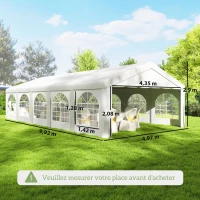 Outsunny Festzelt Pavillon 5 Segmente UV-Schutz 40+ verstärktes Gestell 10 abnehmbare Seitenwände 5 x 10 m Weiß(m-3)