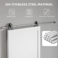 HOMCOM Sliding Door Hardware Kit Smooth Quiet 304 Stainless Steel for 200cm Track Sliver Tone(m-4)