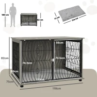 PawHut 46.46'' Dog Crate Furniture End Table w/ Plush Washable Cushion, Lockable Door, for Extra Large Dogs(m-3)