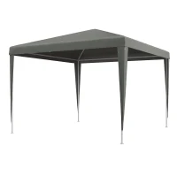 Outsunny Carpa Desmontable de Jardín 3x3 m Gazebo Cenador para Exteriores con 4 Orificios de Drenaje y Tubo de Acero Gris(m-11)