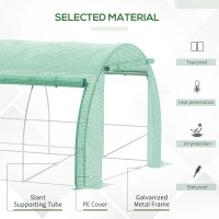 Outsunny Polytunnel Greenhouse Walk-in Grow House Tent with Roll-up Sidewalls, Zipped Door and 8 Windows, 4x3x2m Green(m-4)