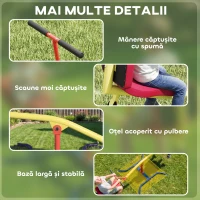 AIYAPLAY Balansoar pentru Copii Rotativ 360°, Capacitate 200kg, 2 Locuri cu Mânere Antiderapante, Scaune Capitonate, Spătar, Roți, 253x96x75 cm, 3-12 Ani(m-6)