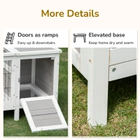 PawHut Rabbit Hutch and Run, with Removable Tray - Grey(m-8)